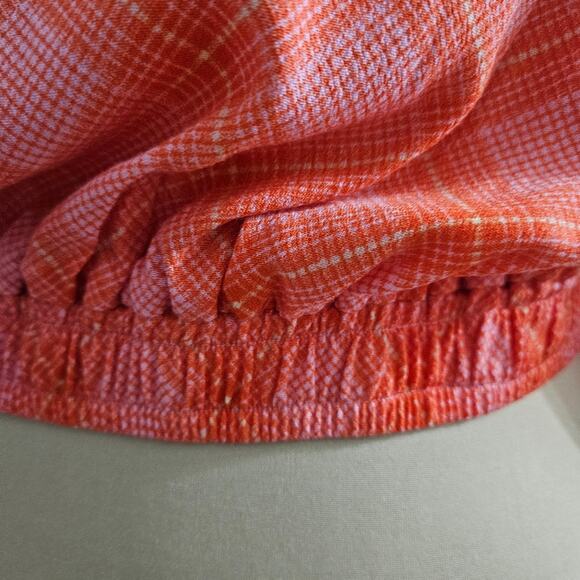 New BP Nordstrom Top Plaid Surplice Neckline Pink Orange Cropped Plus Size 1X - Picture 10 of 16